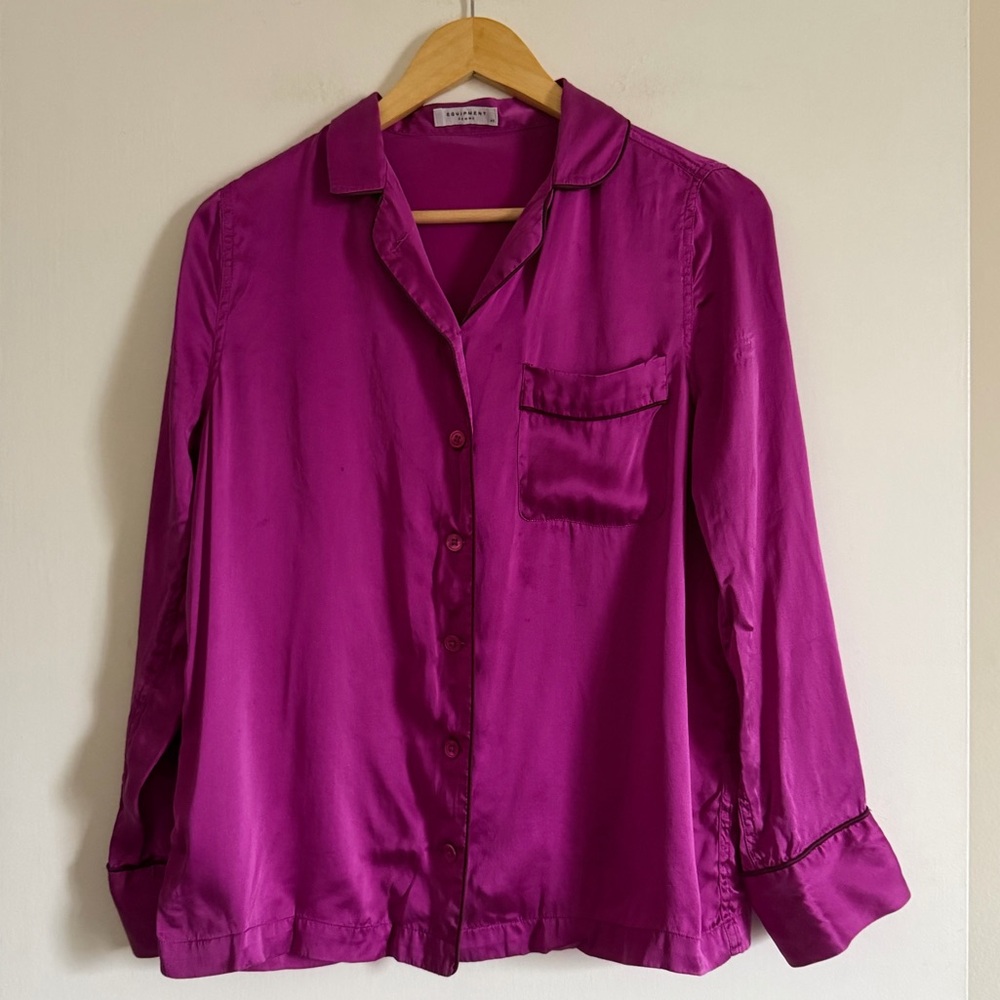 Equipment Femme Magenta Pink 100% Silk Button Down Pajama Top size XS